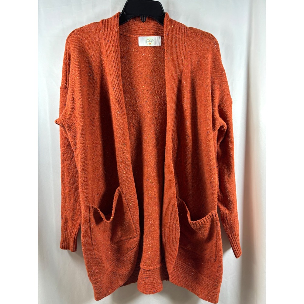 31:25 Boutique Womens Burnt Orange Confetti Tweed Open Front Cardigan Sweater L